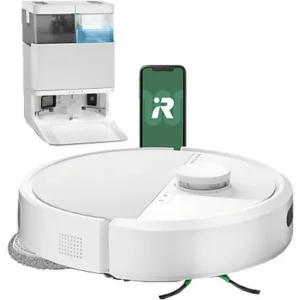 Robot friegasuelos - iRobot Roomba® Plus 405 Combo, 295 ml Depósito Polvo, 3l Depósito Agua Base, 3h Autonomía, Blanco