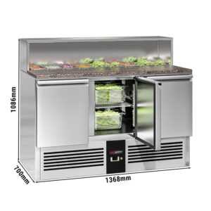 Saladette  Pizzakühltisch Premium - 1,37 x 0,7 M - mit 3 Türen
