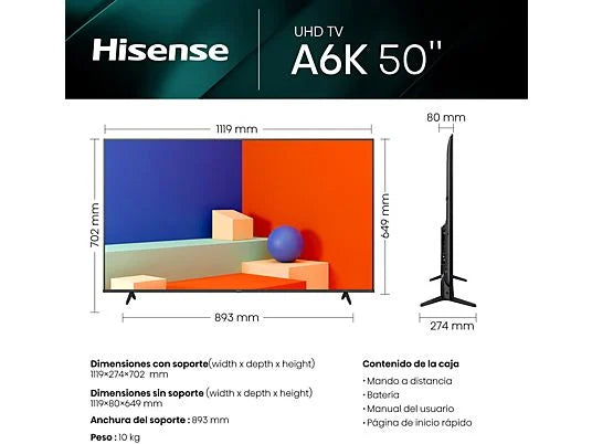 Hisense 50A6K - Televisor LED Smart TV 50 4K - Imagen 9